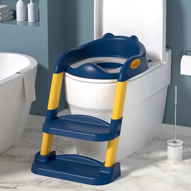 Siège de Toilette Enfant Pliable, Reducteur de Toilette Bébé avec Marches  Larges, Escalier Toilette Enfant avec Lunette (Bleu)